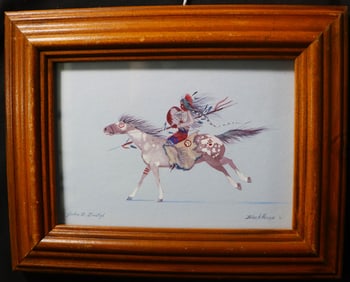 Framed Jackie D. Tointigh (b. 1948), "Black Horse", dated 91