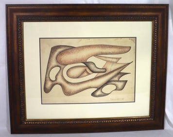Framed Mixed Media on Paper signed Florencio Gelabert (Cuban, b. 1961).and dated 1965 Untitled