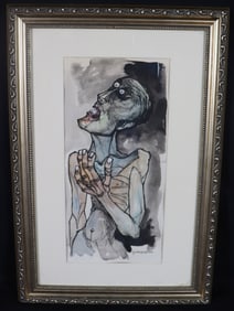 Framed Mixed Media on paper signed GUYASAMIN lower right