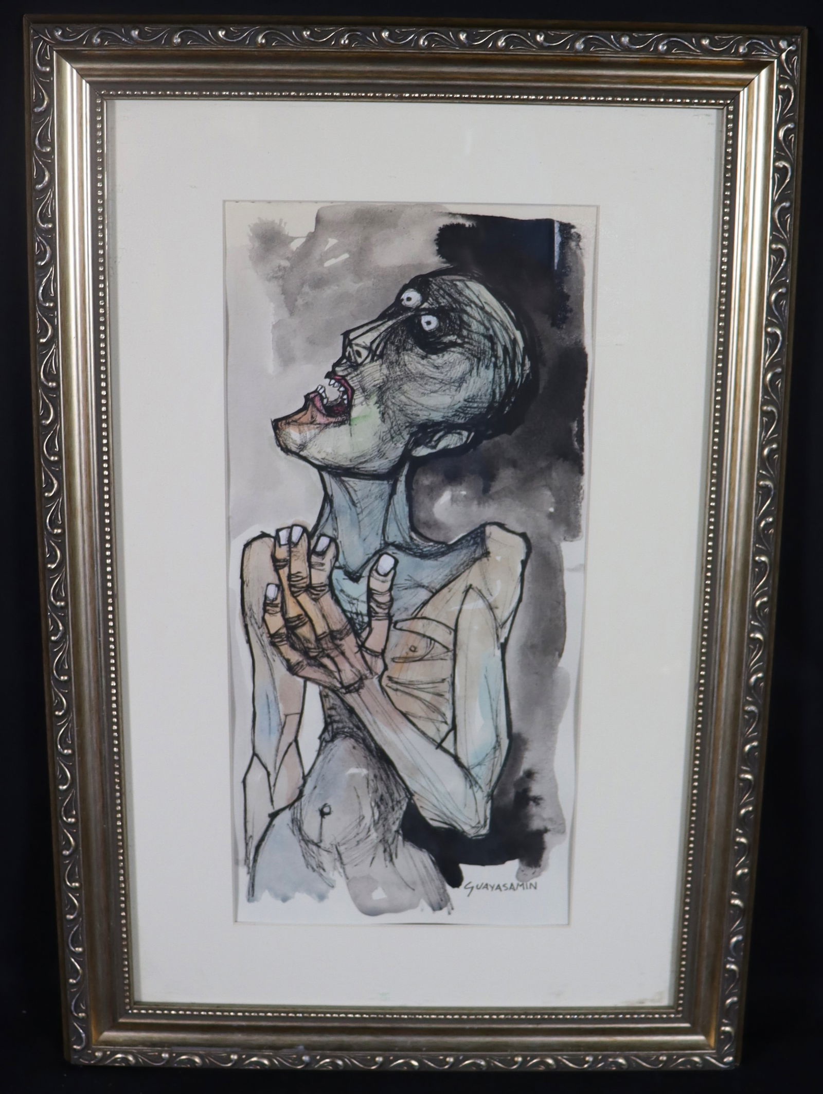 Framed Mixed Media on paper signed GUYASAMIN lower right (1 of 5)