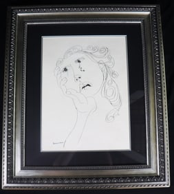Framed Ink on paper signed GUYASAMIN lower left.
