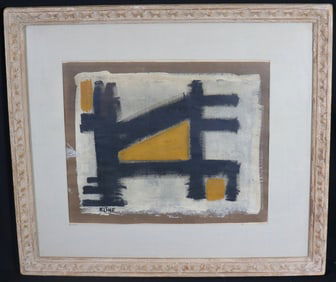 Framed Mixed Media on paper signed KLINE lower left