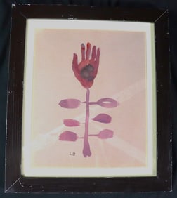 FRAMED Watercolor on paper signed L.B