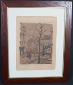 Framed Watercolor on Paper signed lower left and dated 1934