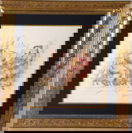 Framed Charcoal and pastel on Paper signed BOTERO and dated 2003 with COA