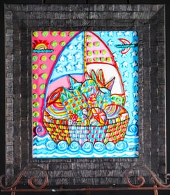 Framed Mixed Media on Canvas signed RUBEN PEDRO RODRIGUEZ (Cuban)