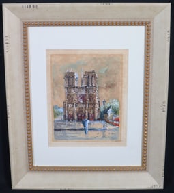 Framed watercolor on Paper signed lower right and dated 1957