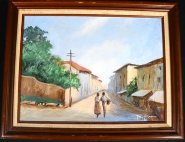 Framed Oil on canvas signed Frank Alvarez Cuban Art Cuba Painting