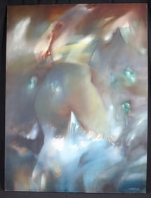 Oil on canvas signed MIGUEL NIN Cuban Artist, Abstract Painting