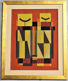 Framed Gouache on paper signed and dated CARRENO 57