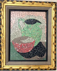 Framed Ceramic on wood signed Jose Mijares (CUBAN) lower Right.