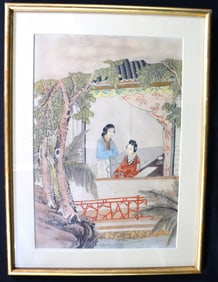 Framed Japanese Watercolor Painting on paper