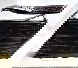 Salvatore Ferragamo black croc