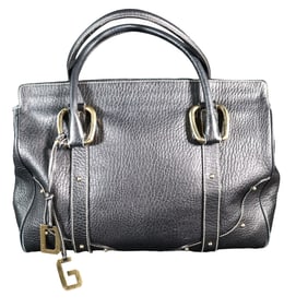 DOLCE & CABBANA Black Leather DG Charm Tote
