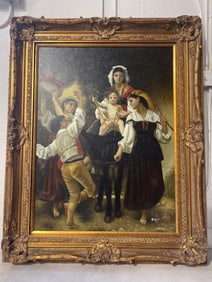 Oil on canvas signed B. WAYNE, titled Return from the Harvest After William-Adolphe Bouguereau