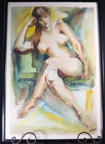Framed Watercolor on paper signed Veronica Corrington (American/Florida)