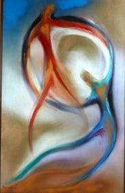 Framed Mixed Media on paper signed DIANE FRENCH and dated titled Dancers.