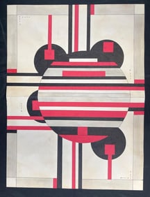 SANDU DARIE (1908-1991) Untitled and unframed collage and ink on paper with COA