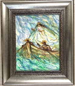 Framed Mixed Media on Paper signed Hector Molne, untitled .