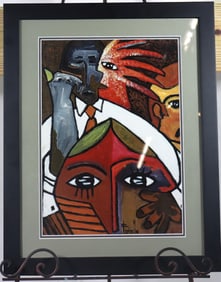 Framed Mixed Media on paper signed TOISELLE