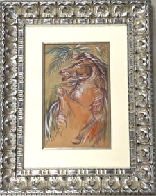 Framed gouache and Ink on Paper signed Carlos Enriquez, dated 1954
