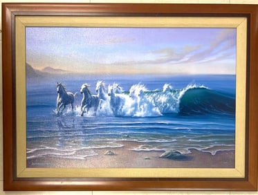 Framed Giclee on Wood Signed Jim Warren and numbered titled Wild Wate