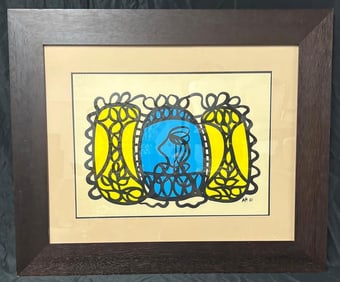 Amelia Pelaez, Cuban (1896 - 1968) Framed watercolor on Paper