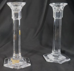 Pair of Vintage Miller Rogaska Clear Lead Crystal Candle Stick Set 2