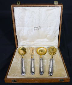 19th century French gold vermeil & silver dessert set
