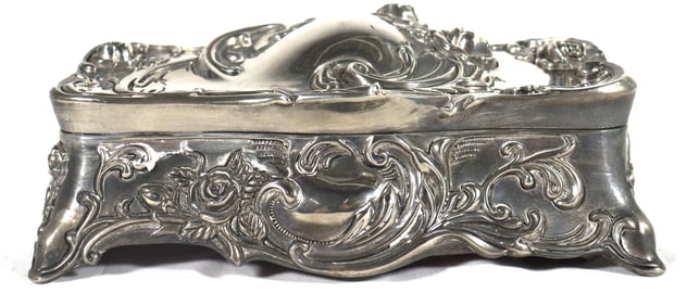 Vintage Ornate Godinger Silver Plated Trinket Box. Silver Roses Casket, Jewelry Box
