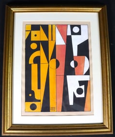 Framed Mixed Media on paper signed CARLOS MERIDA Untitled, Signed and dated 1976