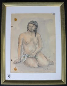 Framed Mixed Media on Paper signed Diego Riviera lower right