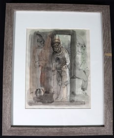Framed Mixed Media on paper signed Jose Luis Cuevas and dated 1979 lower Right