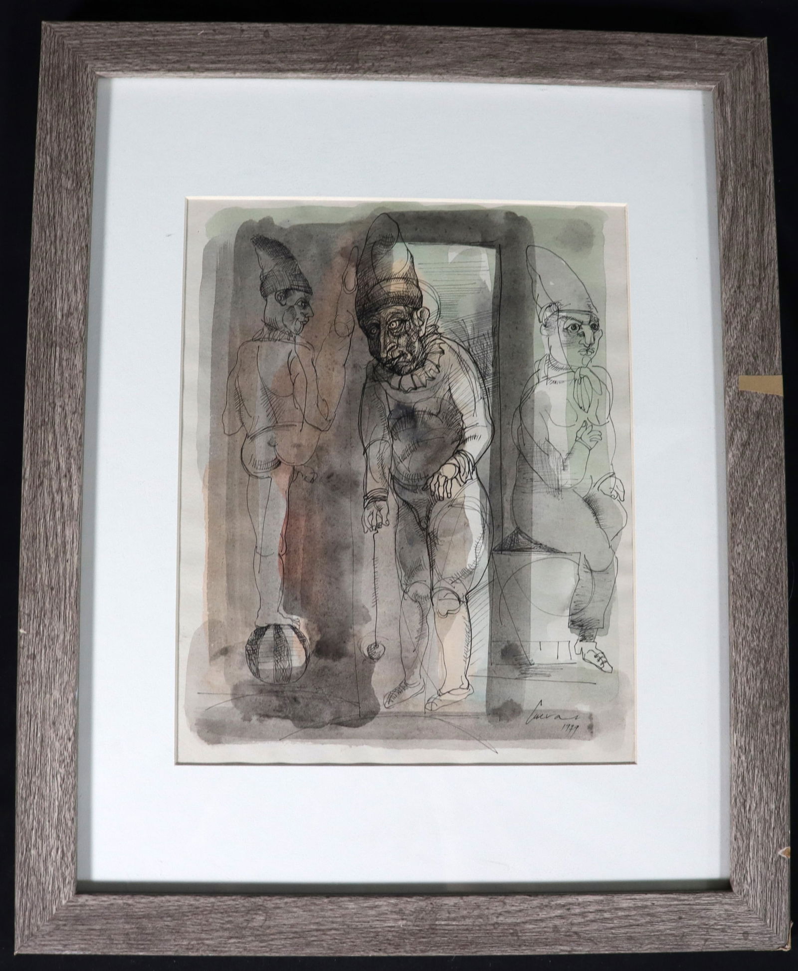 Framed Mixed Media on paper signed Jose Luis Cuevas and dated 1979 lower Right (1 of 6)