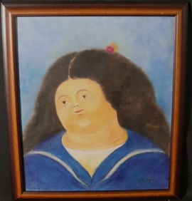 Framed Pastel on paper signed Botero lower right