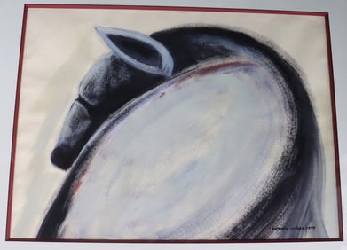 FRAMED Mixed Media on Cardboard signed Antonio Nunez and dated 1995
