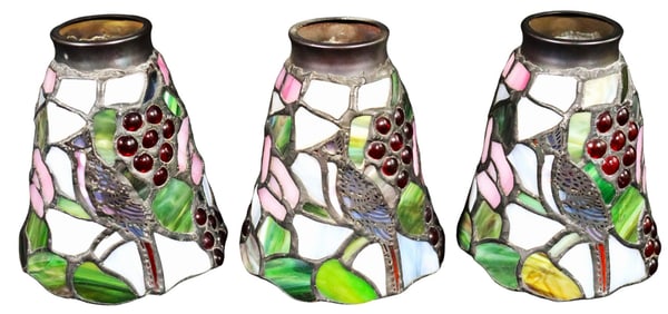 Three Stained Glass shade art nouveau tiffany style
