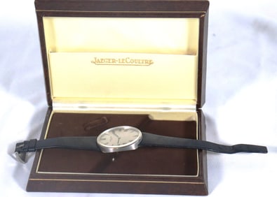 1970s Favre-Leuba Oval Steel cased Steel dial Roman Numeral watch 24333