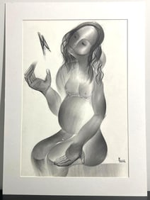 Unframed Pastel on paper signed Montserrat Torras