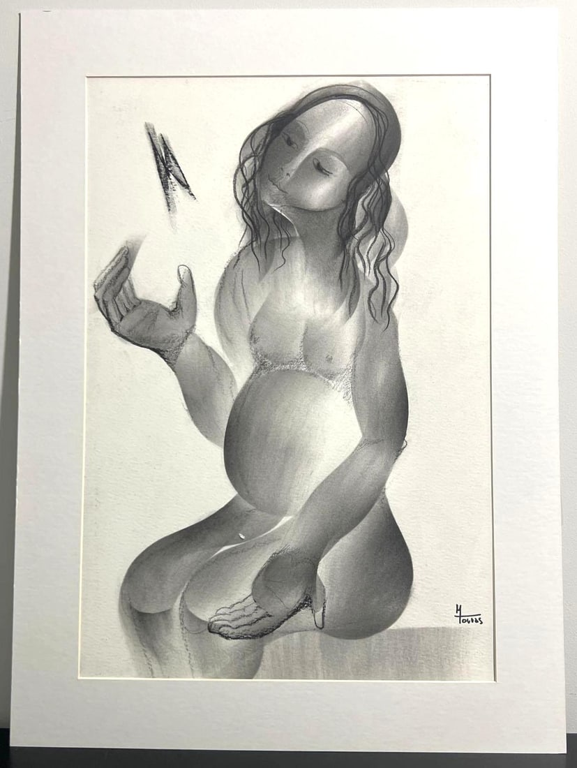 Unframed Pastel on paper signed Montserrat Torras (1 of 5)