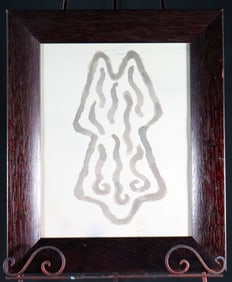 Framed mixed media on paper signed Mendieta.