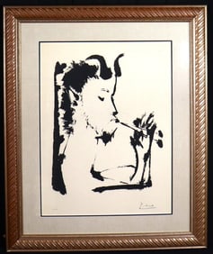 Framed Lithograph numbered 104 /375 and signed Picasso lower Right