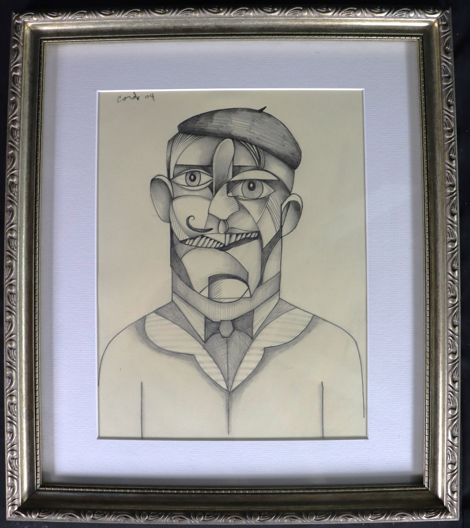 Framed Drawing on paper signed CONDO and dated 04 (1 of 4)