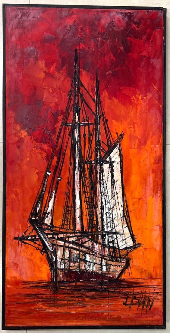 Framed Acrylic on Canvas signed John BARNY (1 of 12)