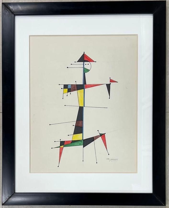 Jose Maria Mijares (1921-2004) Cuban, Framed watercolor and Ink on paper: Jose Maria Mijares (1921-2004) Cuban, Framed watercolor and Ink on paper DIMENSIONS with frame: Height 20 inch / 50,7 cm &nbs