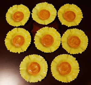8 x Ceramic Sunflower Plates from Italy