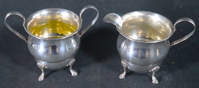 Sterling silver sugar creamer