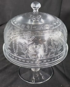 Vintage William Yeoward (20 C England) Glass Cake stand with Dome
