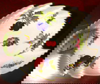 HEREND Porcelain FRUIT PLATE/HANDLED LEAF SHAPE DISH