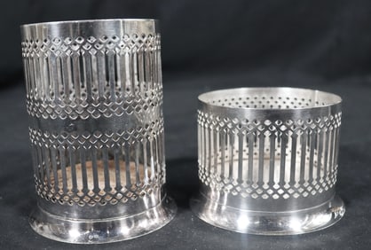 Two Vintage Silver colored condiment bottle holder from Japan